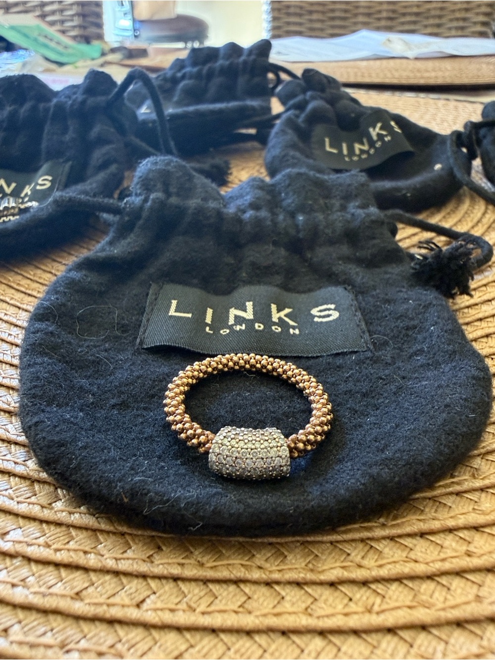 Rose Gold Pavé Bead Ring